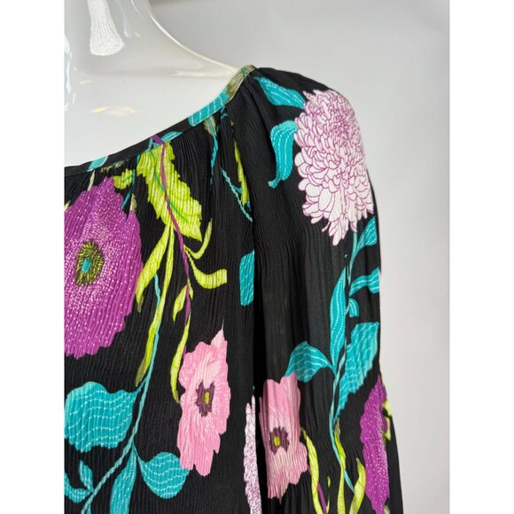 Spense Women's Floral Print Black Tunic Top 1X Polyester Lightweight Flowy Long - Picture 9 of 16